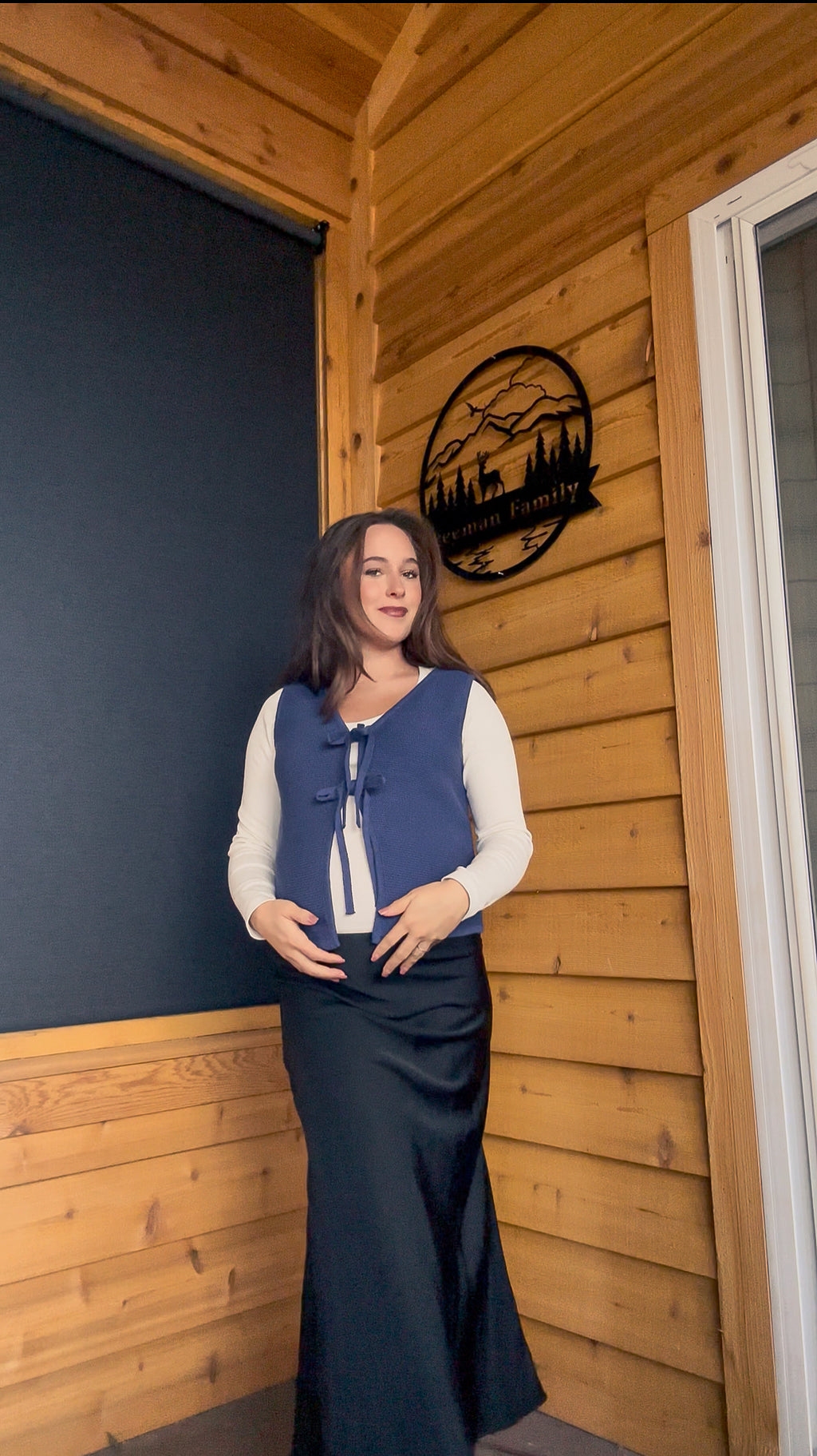 Frost Knit Tie Vest- Navy