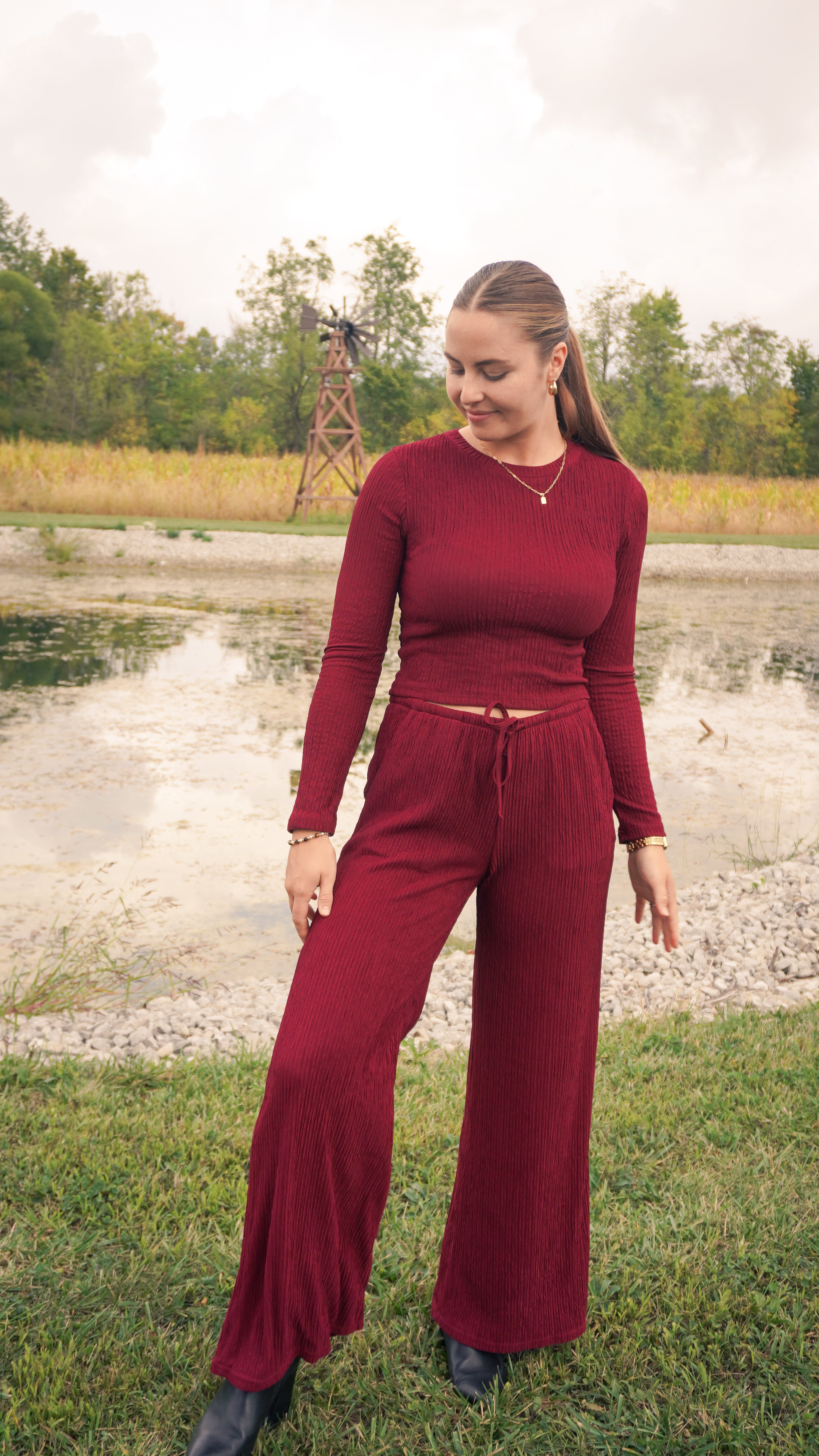 Crimson Comfort Ribbed Set