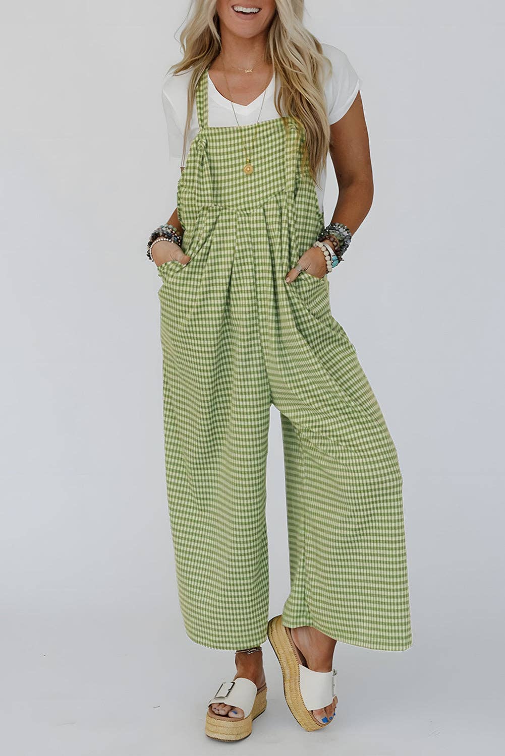 Garden Stroll Gingham Overalls