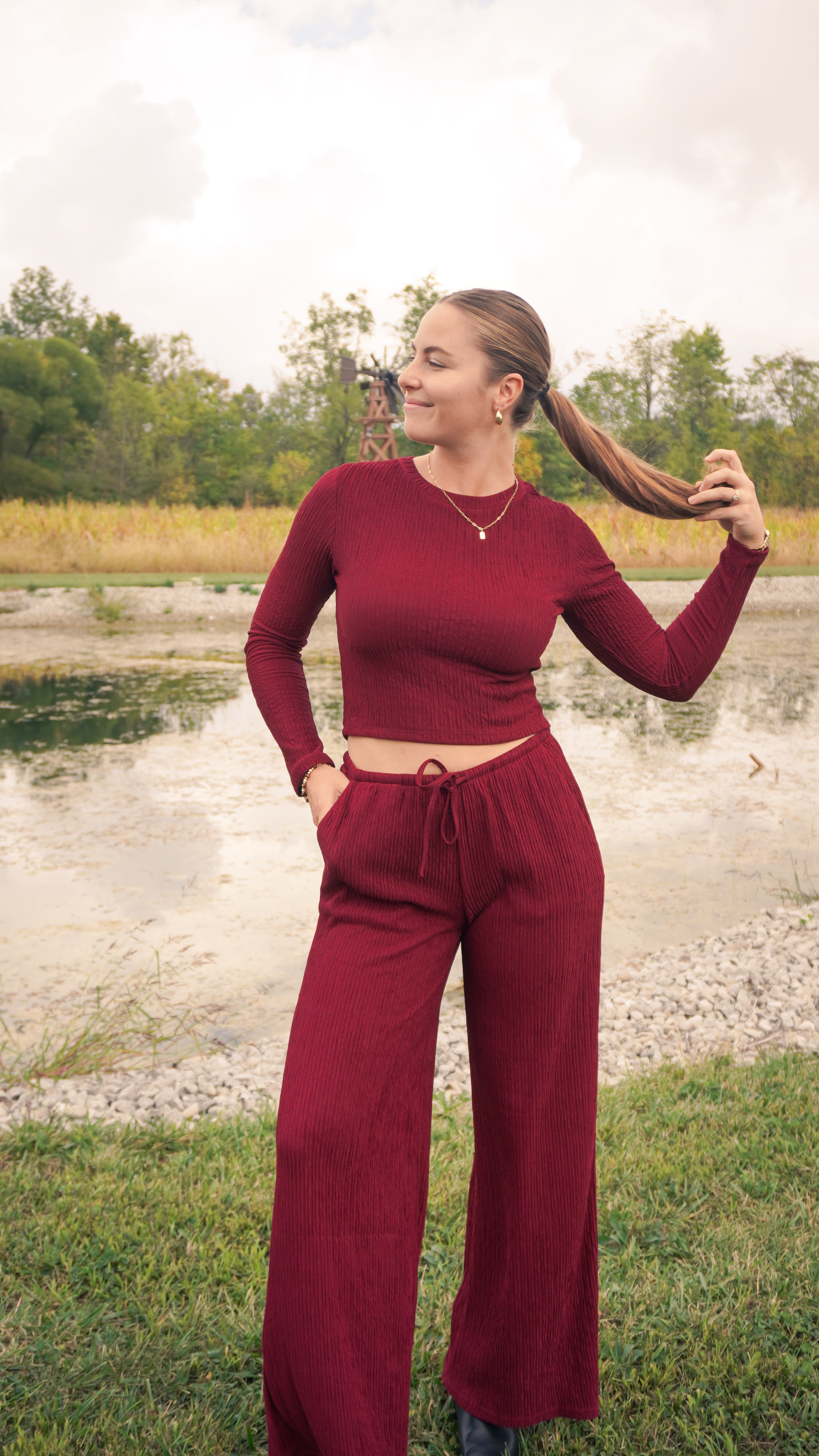 Crimson Comfort Ribbed Set