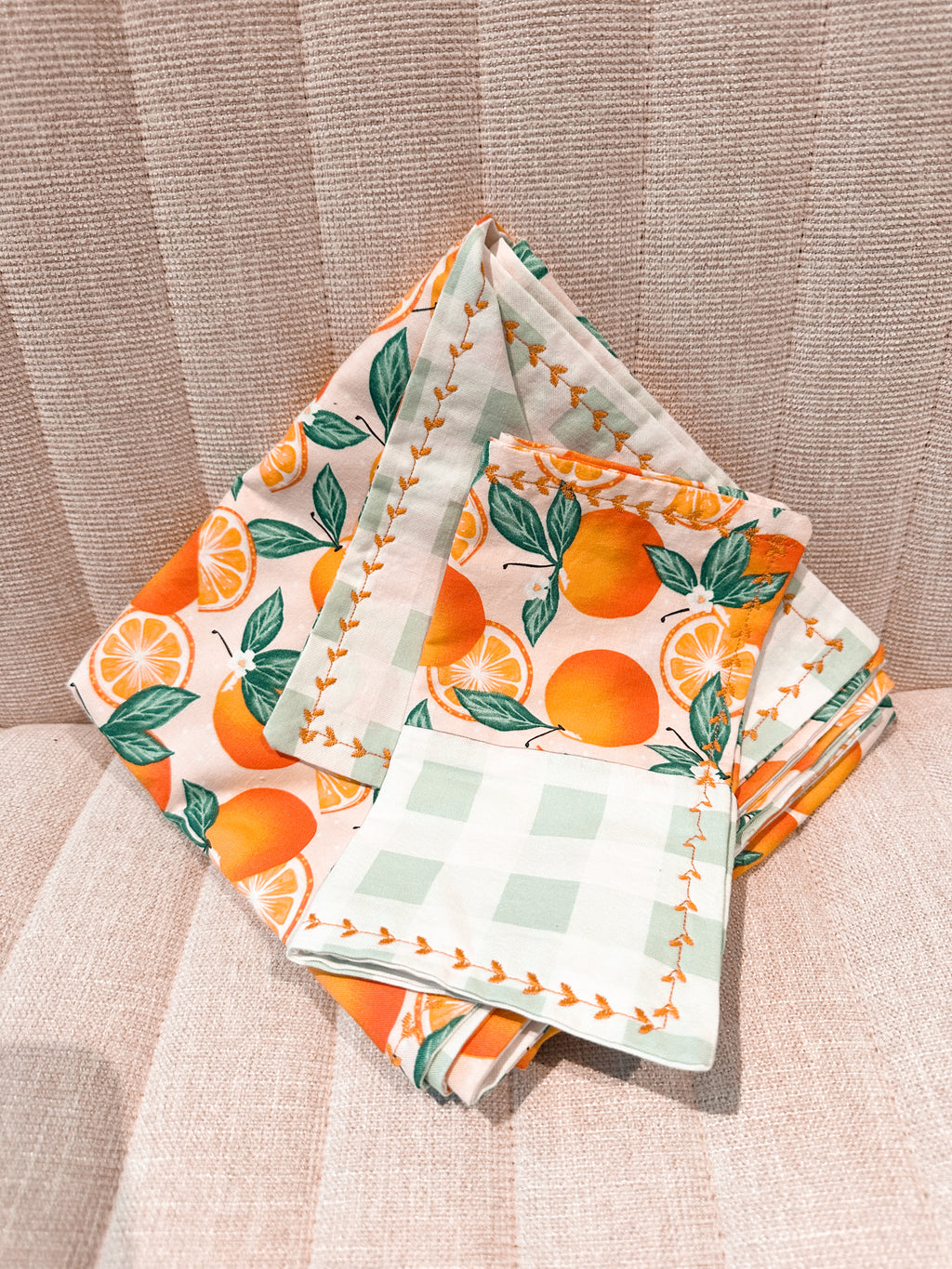 Sweet orange recieving blanket & burp cloth set