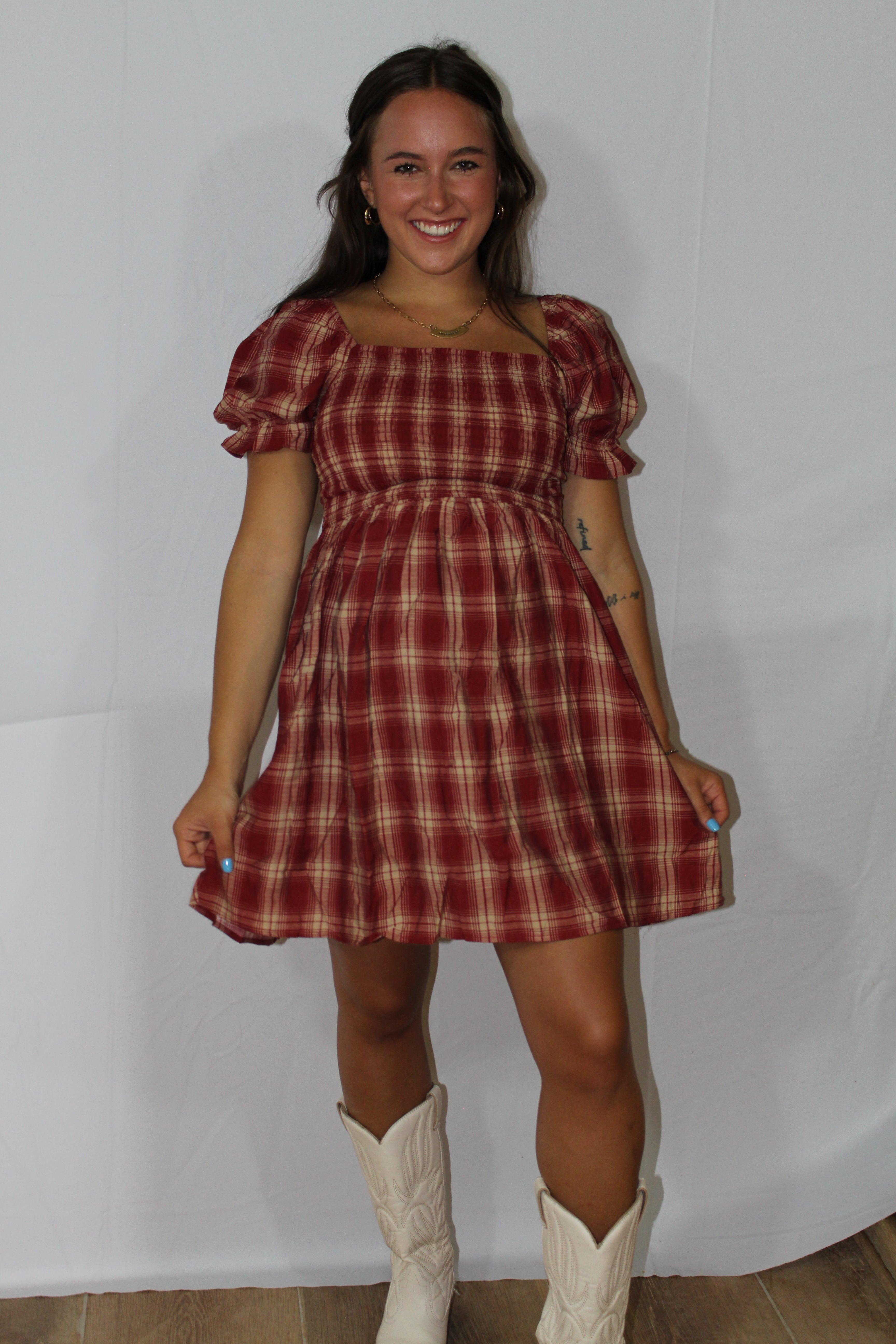 Harvest Heart Plaid Dress