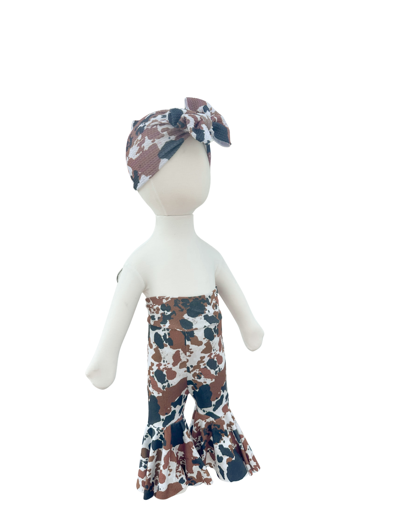 Cow Print Baby Bells and Headband Set