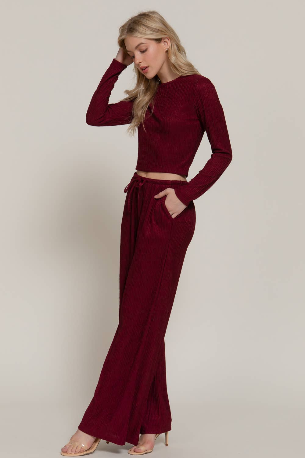 Crimson Comfort Ribbed Set